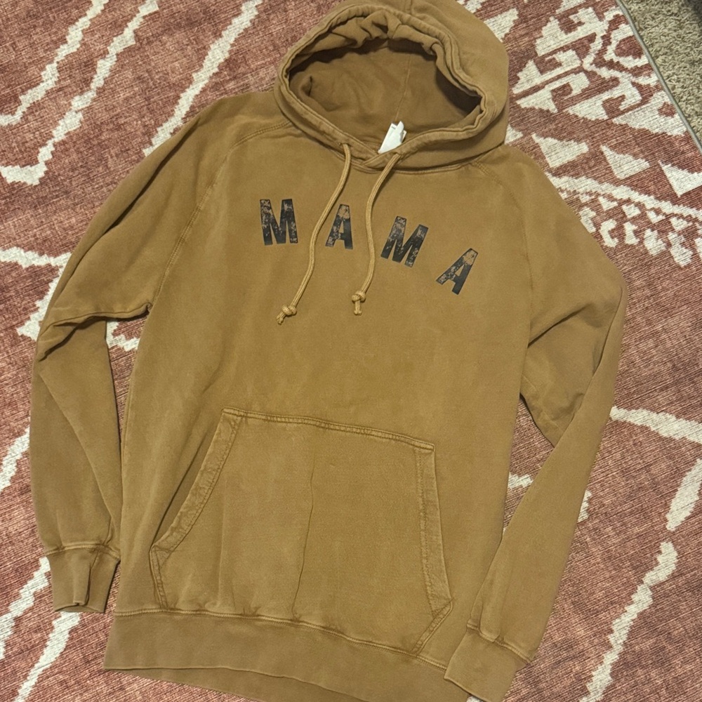 Casual Brown 'MAMA' Print Hoodie